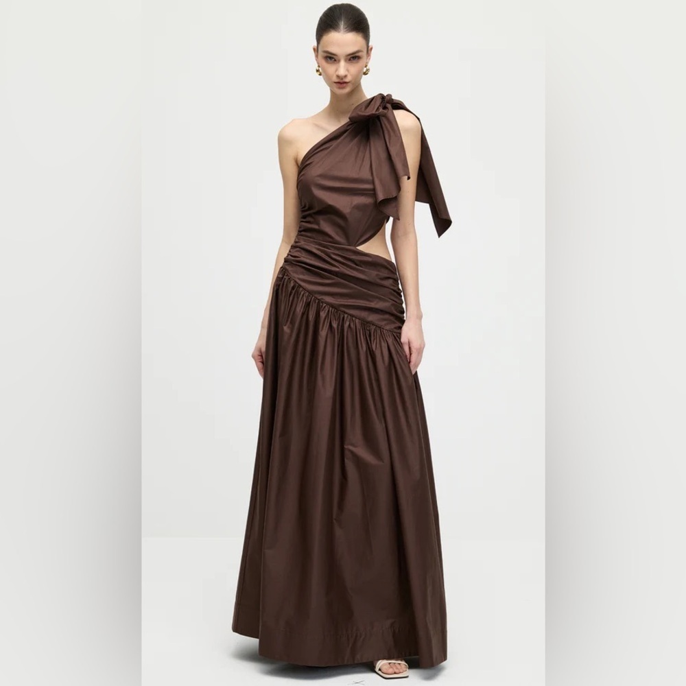 NWT Banana Republic Stretch-Cotton Poplin One-Shoulder Drop-Waist Maxi Dress🔒